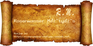 Rosenwasser Mátyás névjegykártya